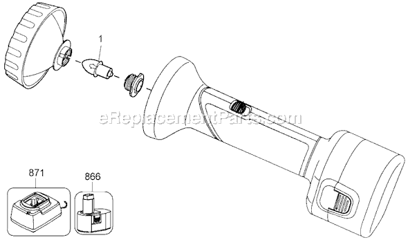 Page A Diagram and Parts List for PS210T Type 1 Black and Decker Worklight & Flashlight